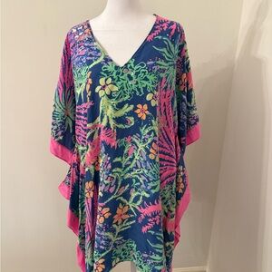 Lilly Pulitzer Julie Silk Caftan EUC L/XL